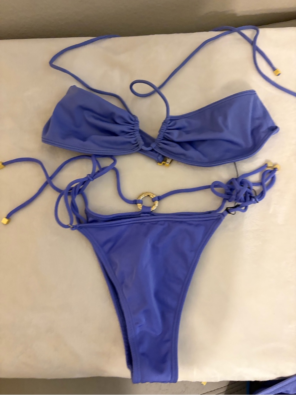 Purple Ring-Accent Tie Bikini Set - Women
